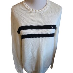 Ralph Lauren Cream Crewneck Sweater with Black Stripes